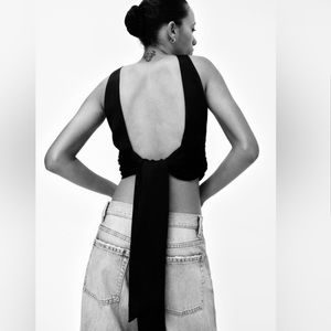 Zara Open back satin effect top